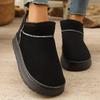 Women'S Winter Snow Boots, Casual Solid Color Slip-on Home Slippers, Warm Fabric Upper & Inner with EVA Sole, Indoor Outdoor Fashion Footwear