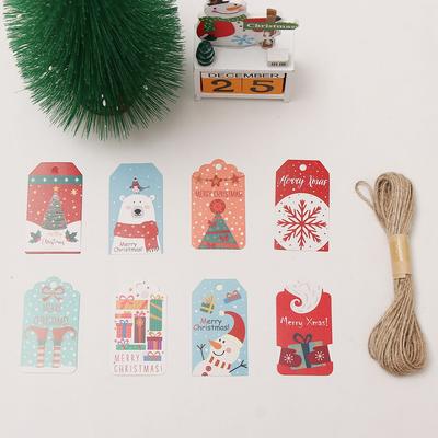 50 шт. Винтажные Поделки для DIY Упаковка Подарков Санта-Клаус Снежинка Рождественские Украшения Подарочные Карточки Рождественская Бумажная Бирка Подвесная Бирка