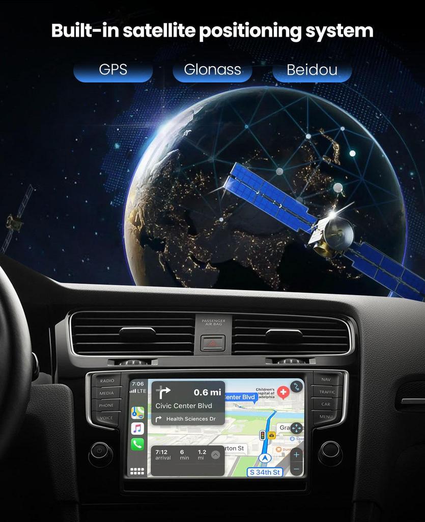 Беспроводной адаптер CarPlay и Android Auto 4+32G - Совместим с автомобильными системами для умного подключения
