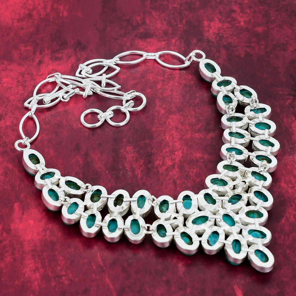 Santa Rosa Turquoise Gemstone Jewelry, Handmade 925 Solid Sterling Silver Jewelry Necklace & Bracelet, Gorgeous Jewelry Set For Her