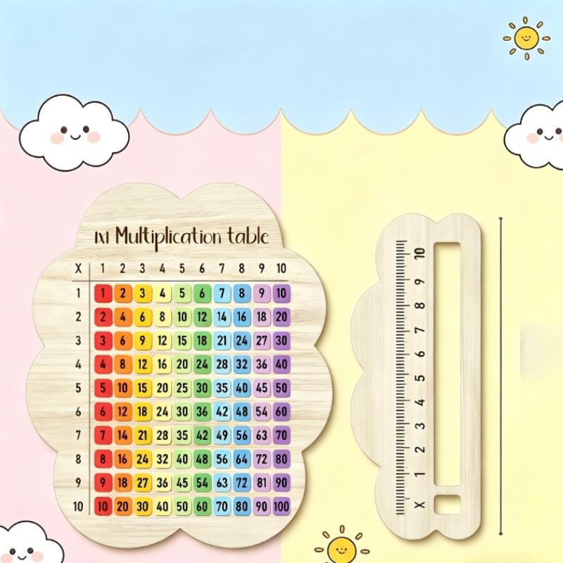 Wooden Multiplication Board Colorful Math Learning Puzzle for 3-8 Years Old Kids Montessori Teaching Aid Educational Toy