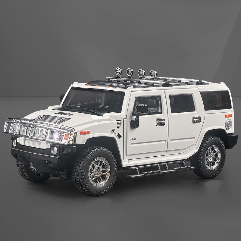 1:18 HUMMER H2 Highway 61 Off Road SUV Alloy Metal Diecast Model Car High Simulation Collectible Children Toy Car Sound & Light
