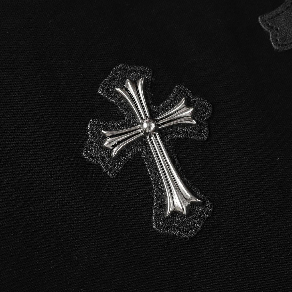 9989 CHROME HEARTS 2025 Летняя новая высококачественная хлопковая футболка с круглым вырезом, свободная, большого размера, для мужчин и женщин, парная футболка