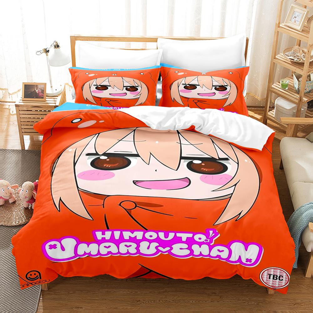 Постельное белье Himouto Umaru Chan 3 предмета Милый Чиби Умару Печать с персонажем аниме Пододеяльник Все размеры Настраиваемый для спальни