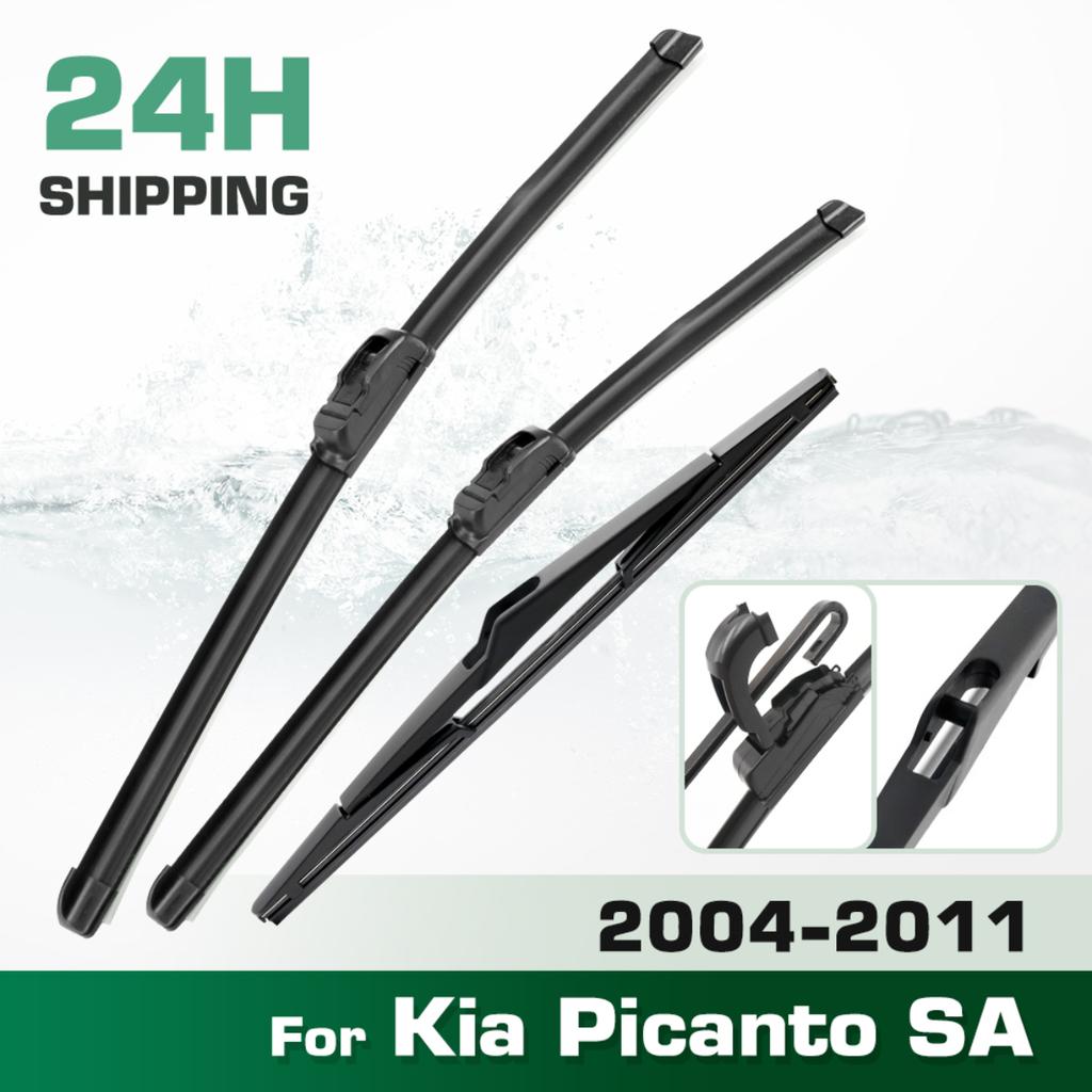 For Kia Picanto SA 2004-2011 2005 2006 2007 2008 Wiper Front&Rear Wiper Blades Windshield Windscreen Window Brushes 22"+16"+12