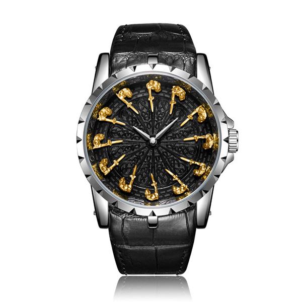 Unique Quartz Watch Men Luxury Rose Gold Skin Cool Gift Mens Casual Fashion Waterproof Watch
