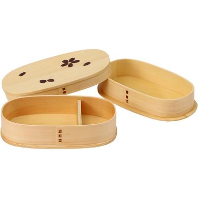 Iris Plaza Magewappa Bento Box Овальный тип, два яруса с полосой, натуральный, 18 x 10 x 8 см BDH172H3T
