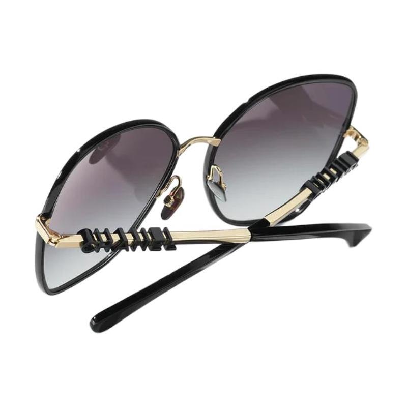 CHANEL Temple Letter Logo Metal Butterfly Sunglasses Unisex Couple Style Black