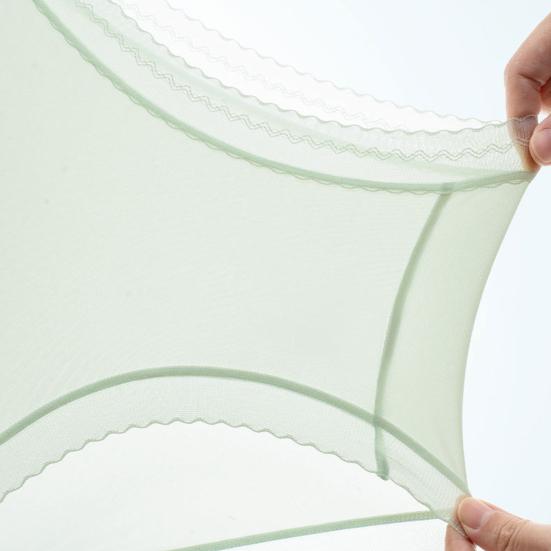 Women's Ultra Thin Ice Silk Underwear Seamless Mid Waisted Stretchy Panties Ladies