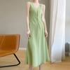 Платье из высококачественной ацетатной ткани класса люкс для женщин Летом Новое Сексуальное Высококачественное Платье на Бретелях Удобное и Модное Универсальное Миди-платье