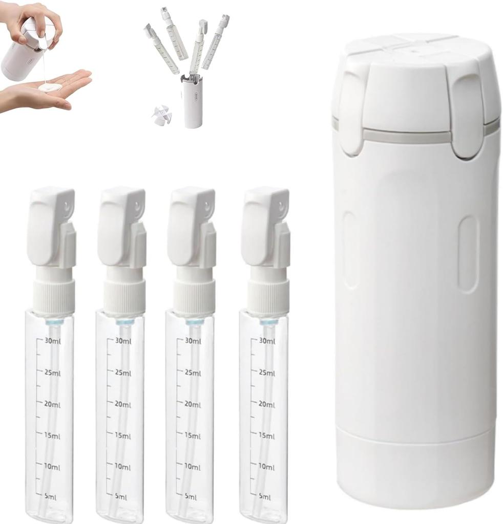 4-in-1 Travel Toiletry Bottles – Leak-Proof Refillable Containers with Measurement Scale & Labels