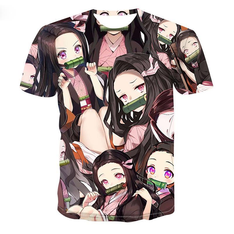 Новая летняя футболка с круглым вырезом, убийца демонов Kimetsu No Yaiba, аниме, мультфильм, короткий рукав, мужская и женская одежда, топ