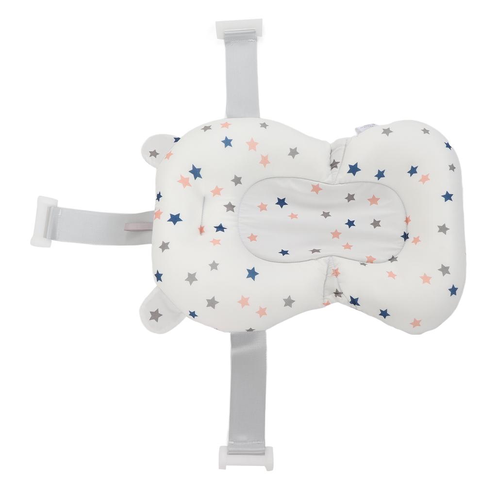 Baby Bath Seat Cushion Floating Safe Foldable Adjustable Infant Bath Supporter for Newborn White