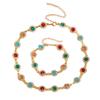 Colorful Rhinestone Necklace for Women, Unique and Stylish Gemstone Necklace, Round Full-Diamond Clavicle Chain Bracelet