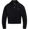 Polo FW25 Cable Knit Cotton Long Sleeve Pullover Sweater Women Sweater Black WMPOSWENC021264-001