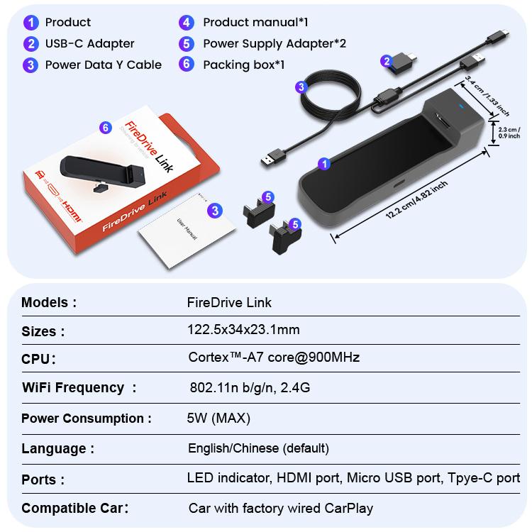 NEW Arrival Carlinkit Carplay Ai Box Streaming Wireless Car Play Auto Carplay Dongle HDMI Adapter Fire Tv Stick FireDrive Link
