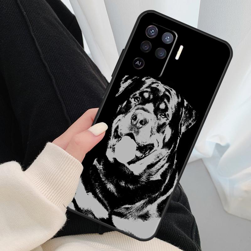 Cute Rottweiler Dog Case For Oppo A96 A76 A16 A60 A98 A58 A78 A18 A38 A80 A40 A77 A57 A17 A74 A54 A94 A15 A5 Pro