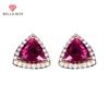 Classic  Earrings With Triangle Shape Ruby Gemstones Wedding Fine Jewelry Gift Women Accessories