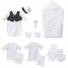 De Tuxedo Birth Preparation Set All Hat Afghan Mittens Bath Gauze Handkerchief Short Undershirt Undershirt Ready for Immediate Postpartum Use Baby