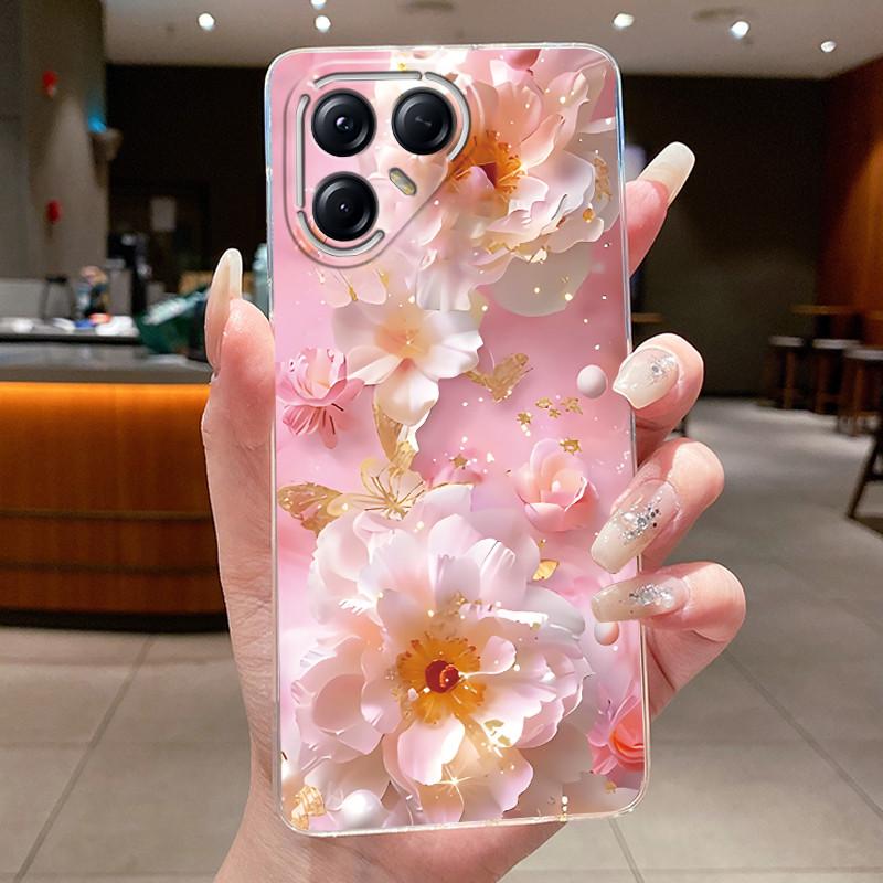 Для Tecno Pova 7 Pro LJ8 Чехлы Pova7 Ultra LJ9 Neo LJ6 LJ7 Funda Цветок Бабочка Чехол для Телефона Мягкий Силикон Прозрачный ТПУ Чехол