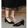 Red High Heels Thick Heel Not Tired Feet New Temperament OL Dress Shoes Square Head Shallow Mouth Single Shoes