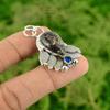 Sterling Silver Natural Coconut Jasper Tanzanite Quartz Daughter Bezel Pendant