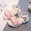 Сандалии на толстой подошве для девочек, летние детские туфли с жемчугом, элегантные туфли для вечеринок, открытые туфли на плоской подошве для принцесс, повседневные модные детские пляжные сандалии