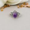 925 Sterling Silver Amethyst Pear Shape Purple Gemstone Ring For Women