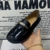 Женская Обувь на Низком Каблуке Большого Размера Повседневная Женская Лоферы Нескользящие Женские Мюли Лакированная Кожа Дизайнерская Женская Обувь