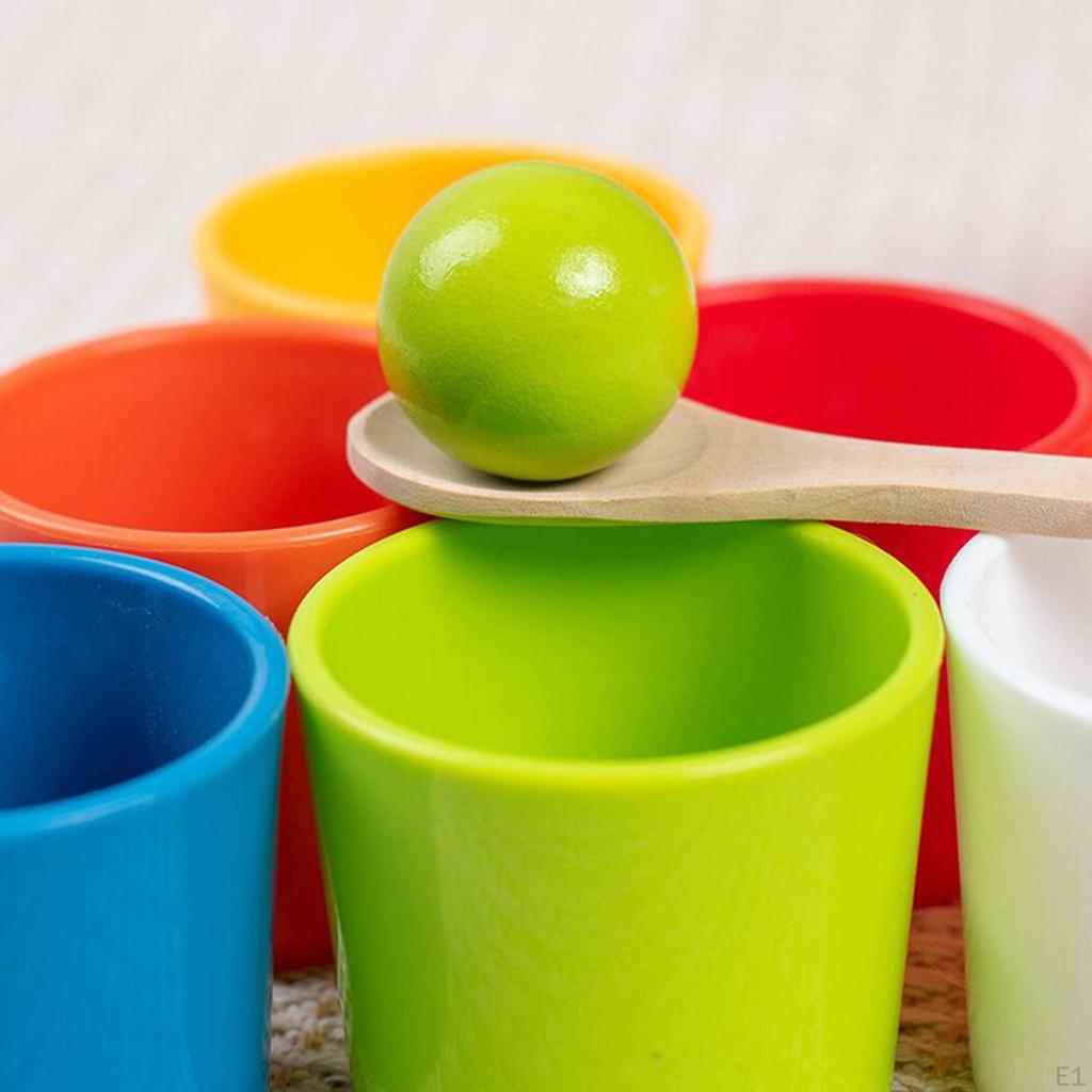 Rainbow Balls In Cups Montessori Toy with and Valentines Day Gifts for Kids Color Sorting