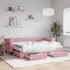 VidaXL Daybed with Trundle and Drawers Pink 80x200 Cm Velvet 3197839