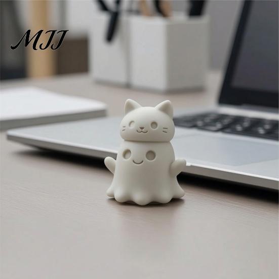 Настольное жуткое украшение, 3D-печать, фигурки в форме кота-призрака, добавьте атмосферу Хэллоуина, украшение для дома и офиса, яркая форма