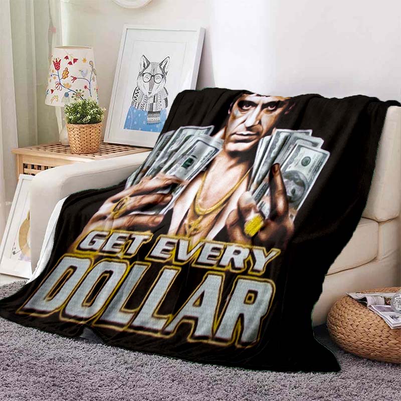 Scarface Classic Movie Print Flannel Blanket Soft Warm Throw For Sofa Bedroom Game Room Living Room Home Bedding Decor Gift