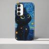 Мягкая обложка Чехол-книга для Samsung Galaxy S25 S20 FE S25Ultra A36 S24 Ultra S23 A26 A16 S23Ultra A56 Ван Гог Модный Черный