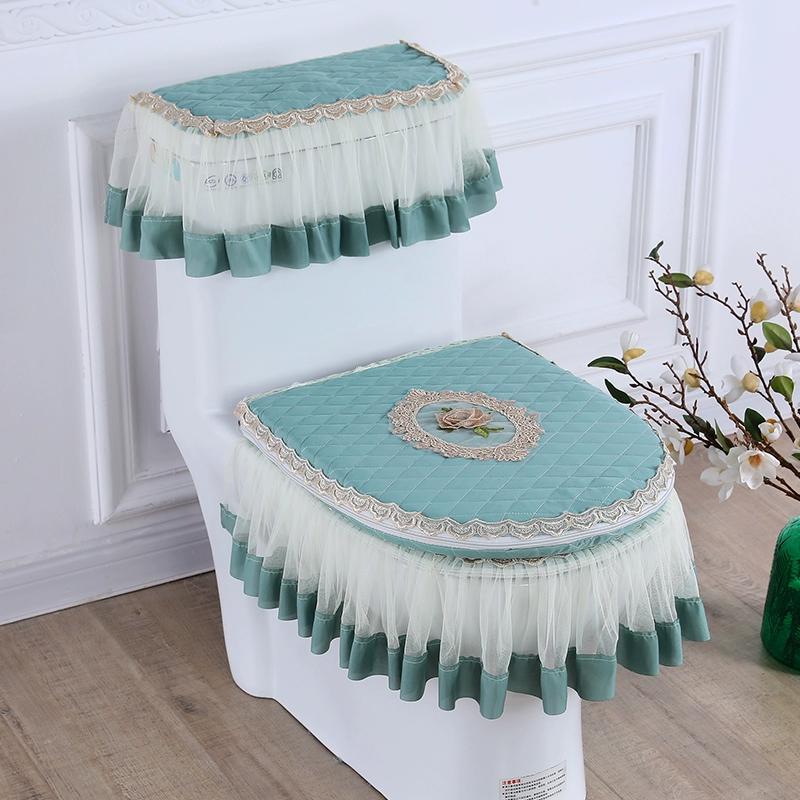 Toilet Cushion 3 Piece Set Lace Detachable Toilet Cover Cloth Dust Cover Toilet Seat Cushion Home Decoration Toilet Cover