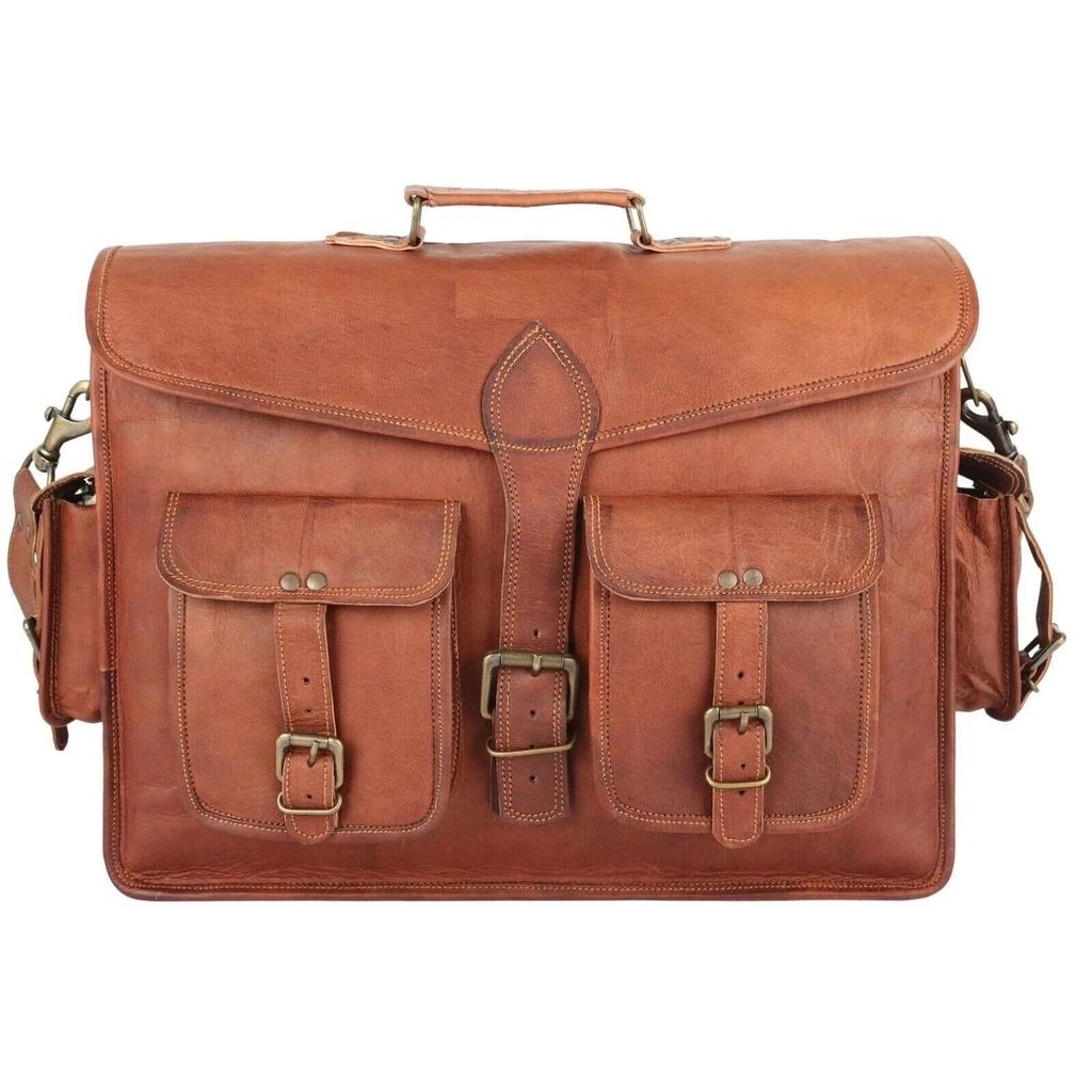 Мужская сумка-портфель для ноутбука из натуральной кожи, винтажная, функциональная, мессенджер, на плечо