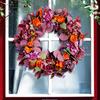 Fall Wreath Vibrant Color Bow-knot Design Easy To Hang Multipurpose Thanksgiving Front Door Garland Autumn Decoration