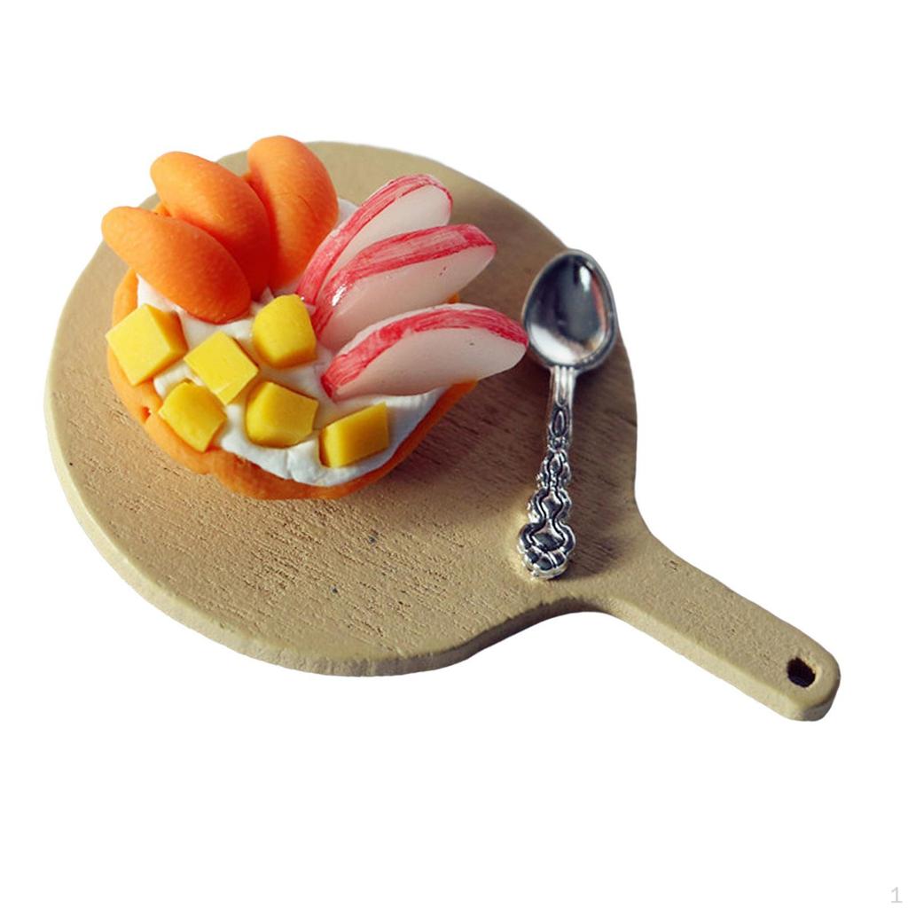 1:Набор из 12 предметов еды для кукольного домика с подносом, фруктовый пирог, ложка, ассорти для малышей и детей
