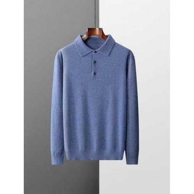 Мужской осенне-зимний трикотажный базовый слой с воротником поло в стиле business casual, молодежный пуловер, свитер для поездок