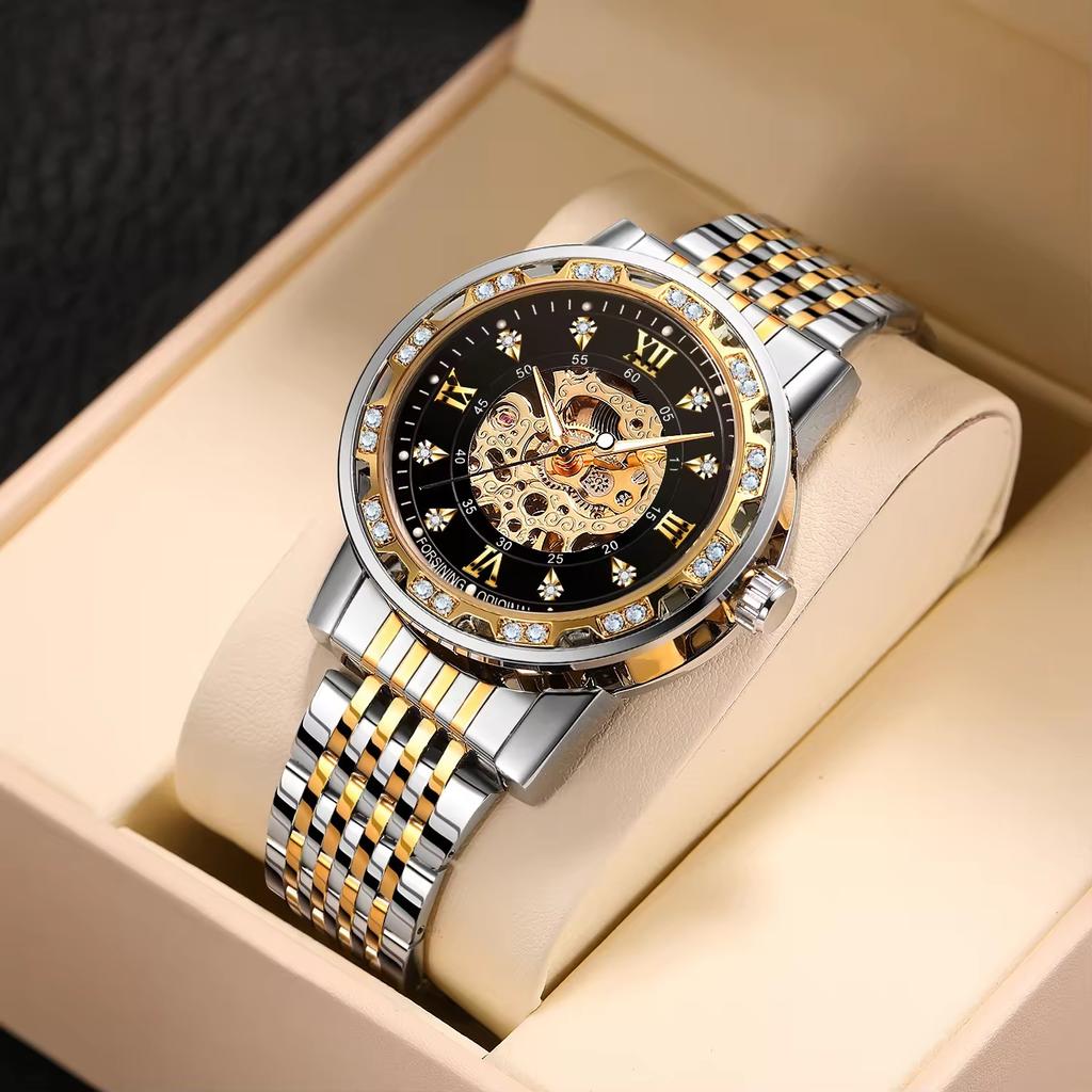 Forsining 614A Бренд Роскошные Бизнес Спортивные Механические Наручные Часы Мужские Часы Автоматические Нержавеющая Сталь Водонепроницаемые Часы Мужские