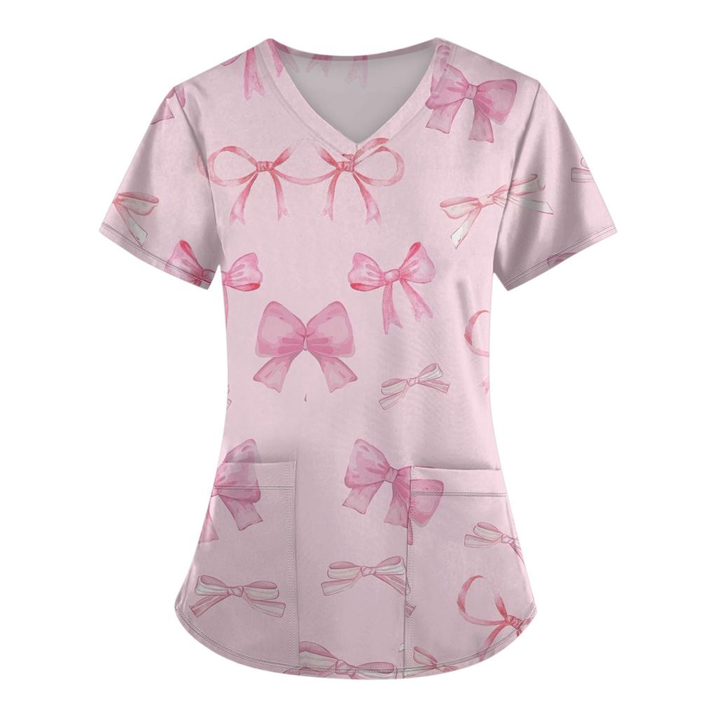 Женский модный комбинезон с короткими рукавами и принтом в виде банта и карманами