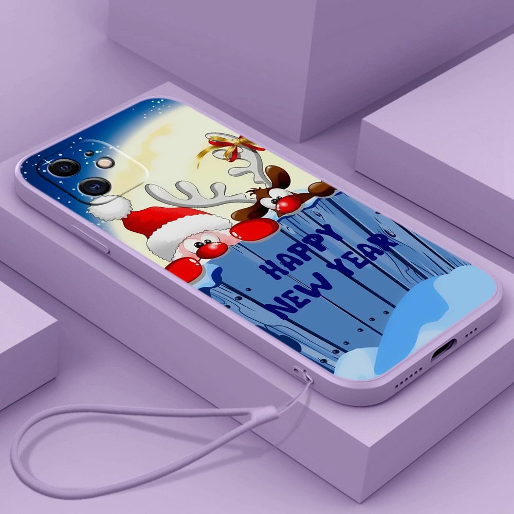 Samsung Galaxy A24 A54 A14 A23 для iPhone 11 12 13 14 15 Pro Max Xiaomi Redmi 13C Huawei Straight Edge Мягкий чехол для телефона A2 Новогодний рождественский дизайн