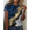 Летний топ с круглым вырезом и 3D цветочным принтом в стиле масляной живописи, модные повседневные женские футболки с коротким рукавом