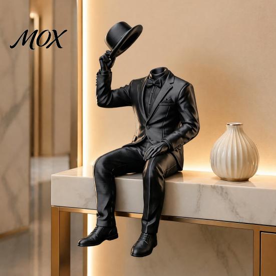 Sophisticated Room Accessories 3D Printed Sitting Gentleman Ornament, Minimalist Abstract Faceless Figurine, Figurine Aesthetic Art Sculpture for Home