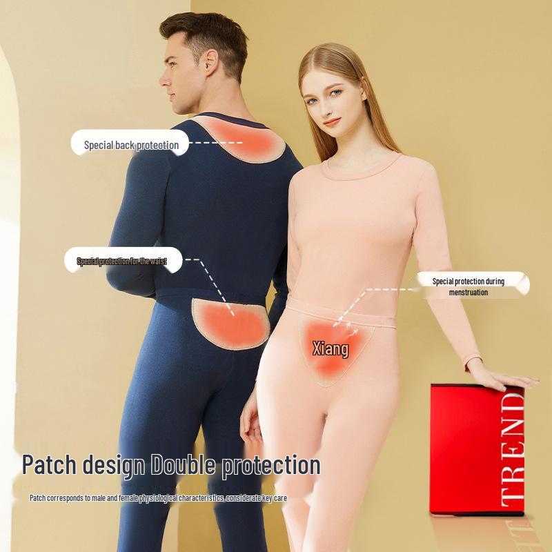 Женский теплый комплект нижнего белья из кашемира и шелка: Двусторонние брюки и топ с начесом для поддержки талии и живота.