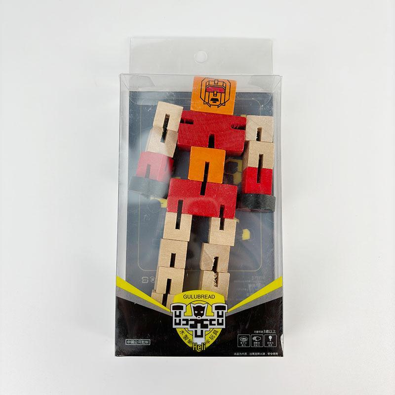 Best-Selling Wooden Transformer Cube Robot: Educational Building Blocks Toy for Kids