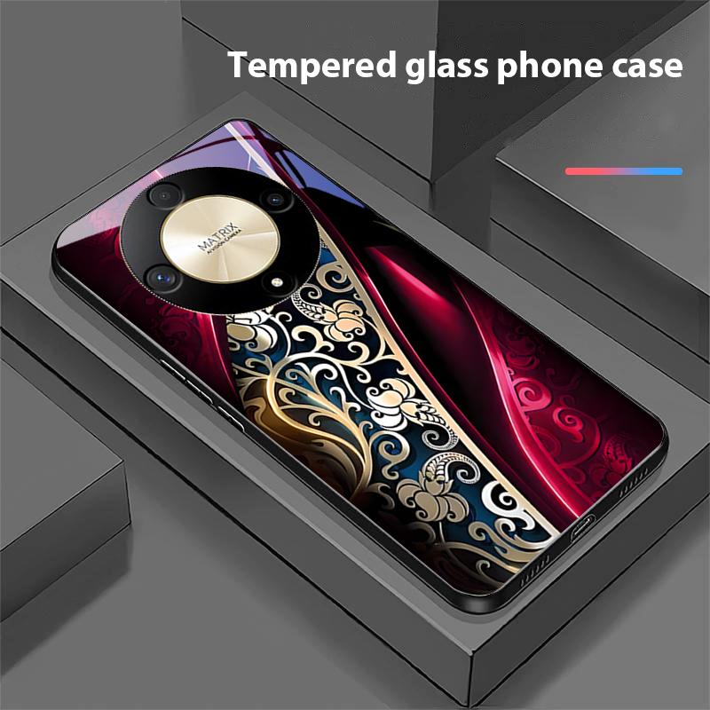 Jinmai Красно-фиолетовый Для Honor Magic 6 50 70 90 Lite X7b 200 Pro Nova 10 Nova 5T X6 P30 Pura 70 Ultra Чехол для телефона из закаленного стекла