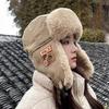 Новейшая шапка-бомбер Мужская Женская Теплая Русская Ушанка Меховая Шапка Модная Мужская Женская Зимняя Шапка Черная Серая С откидными ушами Лыжная Русская Шапка