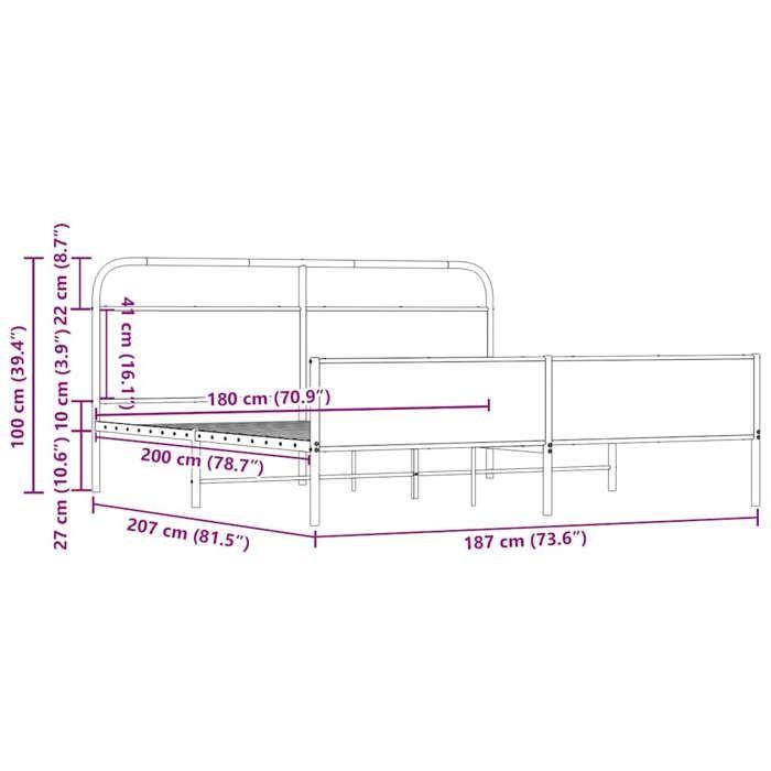 VidaXL Cadre de lit en métal sans matelas chêne sonoma 180x200 cm 3318695