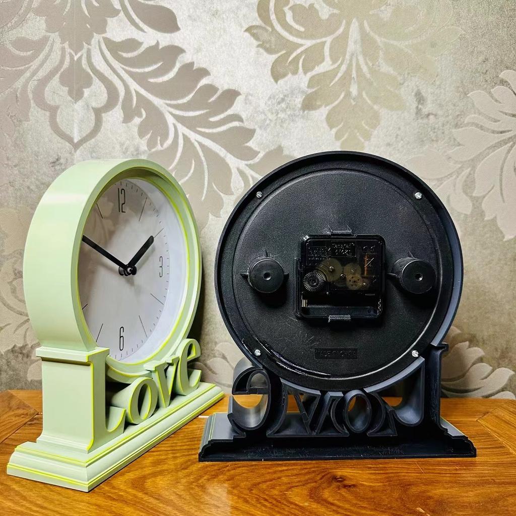 Круглые настольные часы в европейском стиле, каминные часы, не тикающие, декоративные настольные часы Love для офиса, гостиной, спальни, фермерского дома